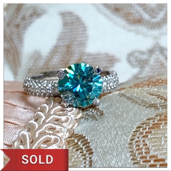 Independent Jeweler Jewelry - 3.0 Carat VVS1 Vivid Blue Moissanite Ring